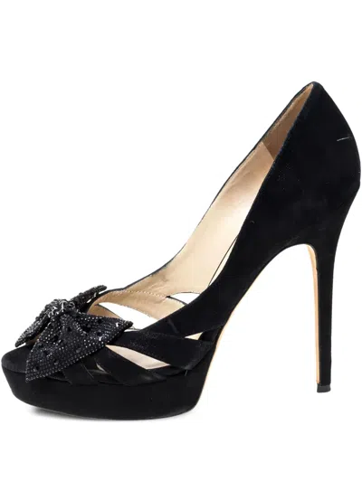 Pre-owned Jimmy Choo 125mm Taja Bow-detail Platform Sandals In Black