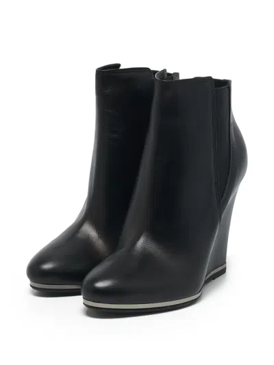 Pre-owned Le Silla 110m  Wedge Ankle Boots In Black