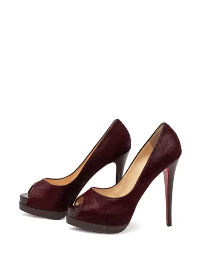 Pre-owned Christian Louboutin 140mm Textured Pumps In Red