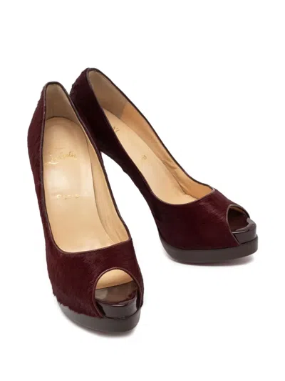 Pre-owned Christian Louboutin 140mm Textured Pumps In Red
