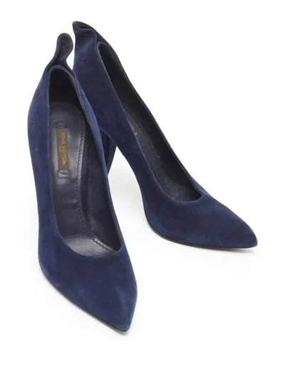 Pre-owned Louis Vuitton 110mm Suede Pumps In Blue