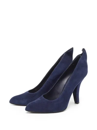 Pre-owned Louis Vuitton 110mm Suede Pumps In Blue