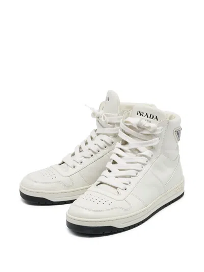 Pre-owned Prada Triangle Logo Sneakers In White
