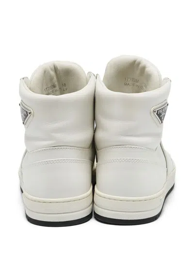 Pre-owned Prada Triangle Logo Sneakers In White