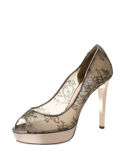 Pre-owned Jimmy Choo 120mm Dahlia Pumps In Silver