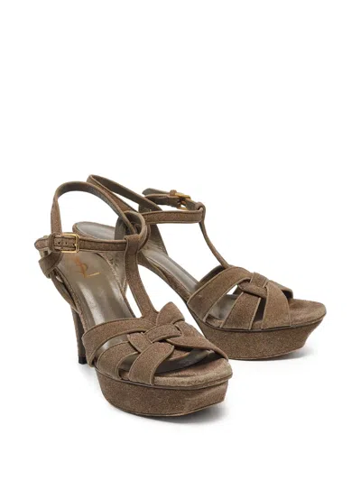 Pre-owned Saint Laurent 110mm Tribute Platform Sandals