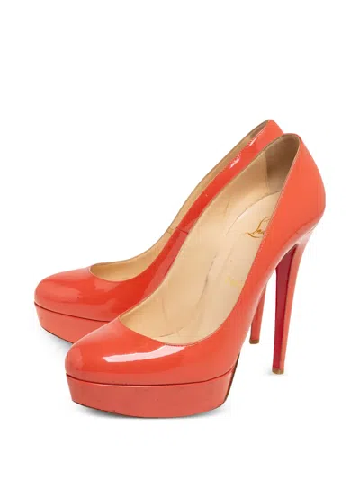 Pre-owned Christian Louboutin 130mm Platform Pumps In Orange