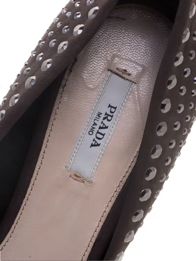 Pre-owned Prada 115mm Studded Pumps In Gray