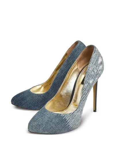 Pre-owned Dolce & Gabbana 130mm Denim Pumps In Blue