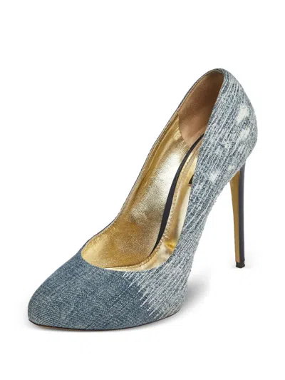 Pre-owned Dolce & Gabbana 130mm Denim Pumps In Blue