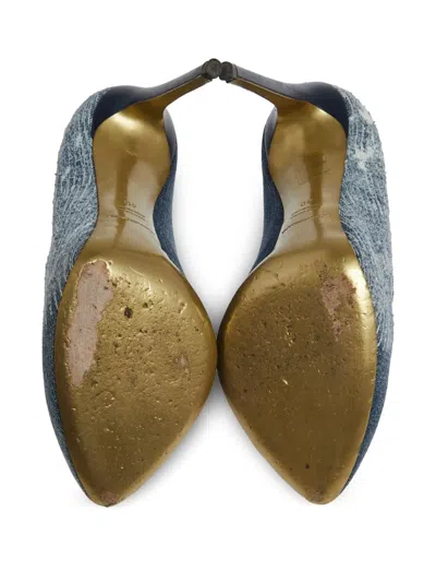 Pre-owned Dolce & Gabbana 130mm Denim Pumps In Blue