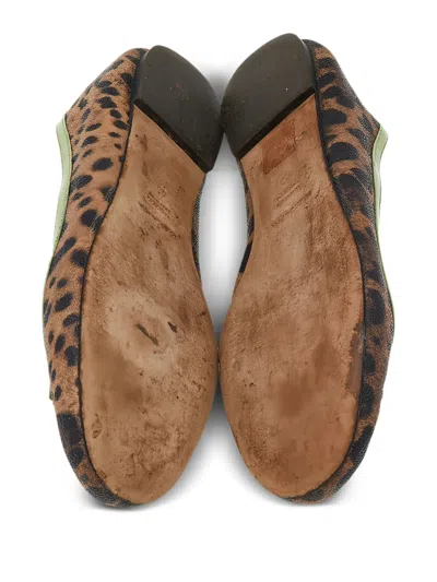 Pre-owned Dolce & Gabbana Leopard-print Bow Flats