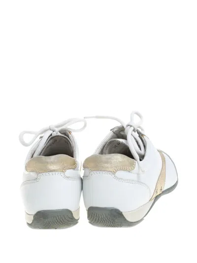 Pre-owned Prada Leather-trim Sneakers In White