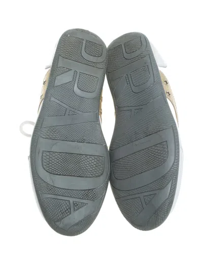 Pre-owned Prada Leather-trim Sneakers In White