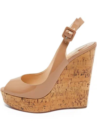 Pre-owned Christian Louboutin 140mm Une Plume Sandals In Neutral