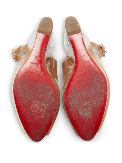 Pre-owned Christian Louboutin 140mm Une Plume Sandals In Neutral