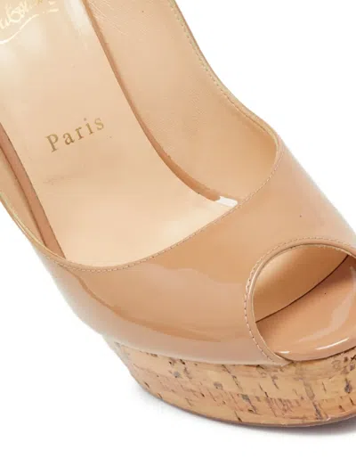 Pre-owned Christian Louboutin 140mm Une Plume Sandals In Neutral