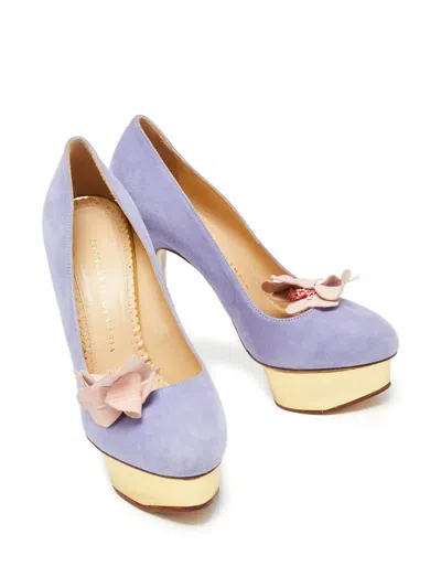 Pre-owned Charlotte Olympia 140mm Dolly Leather Pumps In Purple