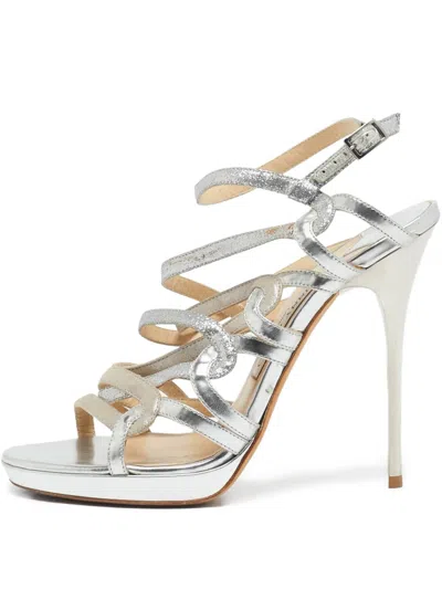 Pre-owned Jimmy Choo 120mm Leather Sandals In Silver