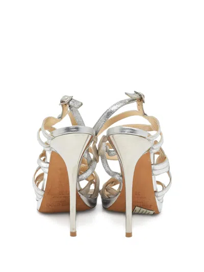 Pre-owned Jimmy Choo 120mm Leather Sandals In Silver