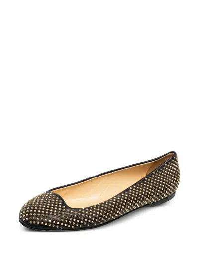 Pre-owned Giuseppe Zanotti Vintage  Studded Ballet Flats In Black