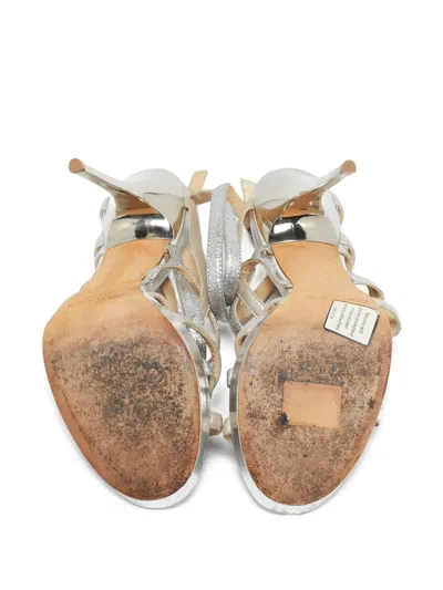 Pre-owned Jimmy Choo 120mm Leather Sandals In Silver