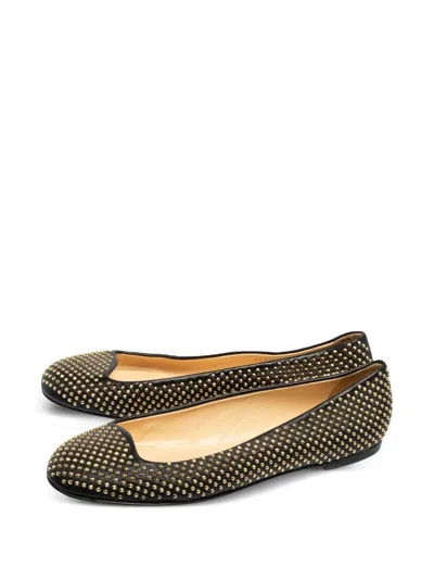 Pre-owned Giuseppe Zanotti Vintage  Studded Ballet Flats In Black