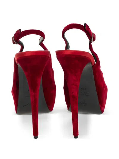 Pre-owned Giuseppe Zanotti Vintage 150mm Velvet Pumps In Red