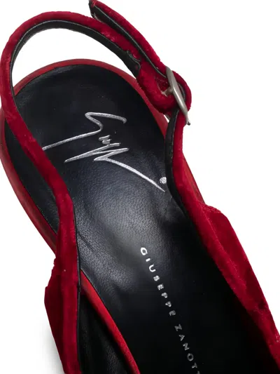 Pre-owned Giuseppe Zanotti Vintage 150mm Velvet Pumps In Red