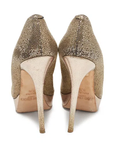 Pre-owned Jimmy Choo 140mm Leather Pumps In Gold