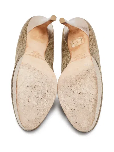 Pre-owned Jimmy Choo 140mm Leather Pumps In Gold