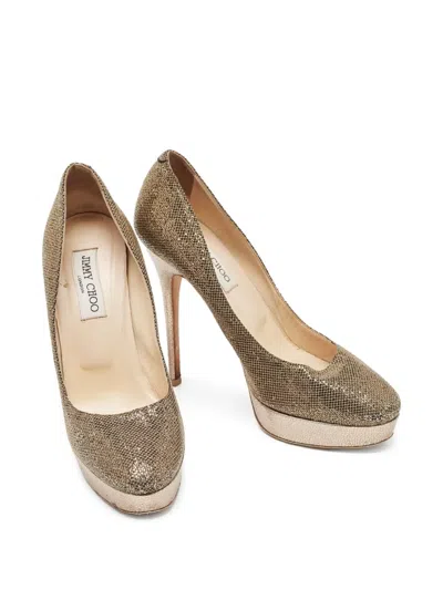 Pre-owned Jimmy Choo 140mm Leather Pumps In Gold