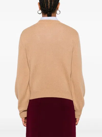 Marni Brown V-neck Sweater In Neutral