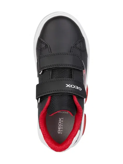 Geox Illuminus Flame-detail Double-strap Sneakers In Black