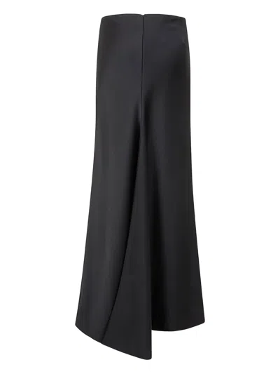 Carven Asymmetric Satin Skirt In Black