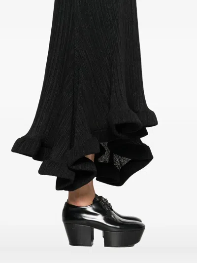 Melitta Baumeister Foam Ruffle Midi Dress In Black