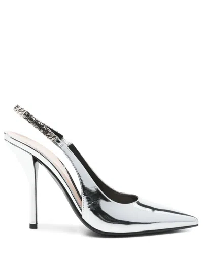 Gucci 110mm Leather Pumps In Silver