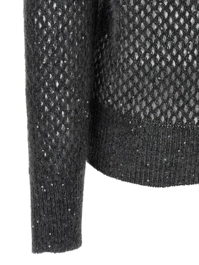 Brunello Cucinelli Rustic Dazzling Net Sweaters And Cardigans Gray In Black