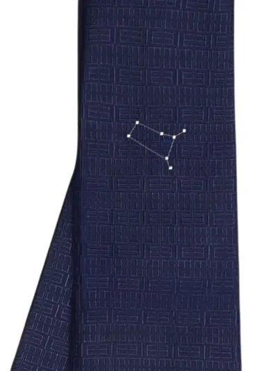 Elios Milano Gemini Geometric-pattern Silk Tie In Blue