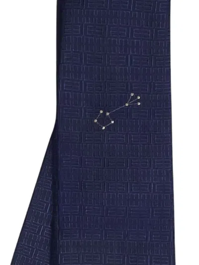 Elios Milano Scorpio Geometric-pattern Silk Tie In Blue