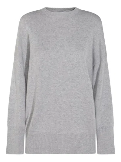 Brunello Cucinelli Soft Texture Crewneck Knitwear With Ribbed Finish In Gray