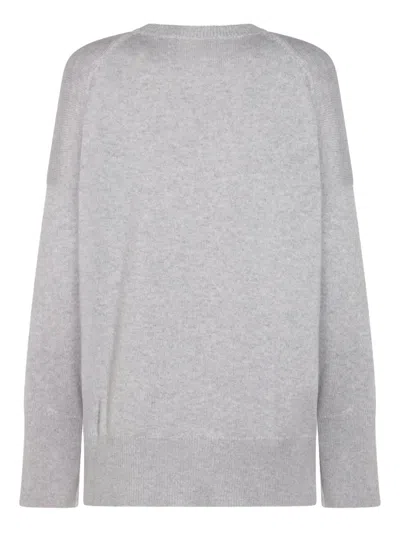 Brunello Cucinelli Soft Texture Crewneck Knitwear With Ribbed Finish In Gray