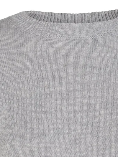 Brunello Cucinelli Soft Texture Crewneck Knitwear With Ribbed Finish In Gray