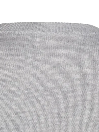 Brunello Cucinelli Soft Texture Crewneck Knitwear With Ribbed Finish In Gray