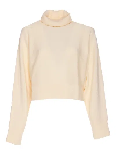 Michael Michael Kors High-neck Logo-plaque Sweater In Neutral