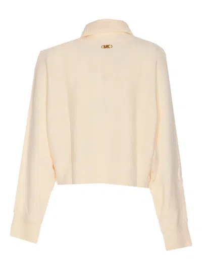 Michael Michael Kors High-neck Logo-plaque Sweater In Neutral