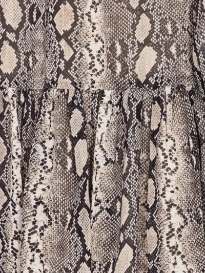 Michael Michael Kors Snake-print Ruffled Dress In Gray