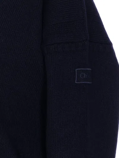 Chloé Knitwear Crewneck Long Sleeves Ribbed Finish In Black