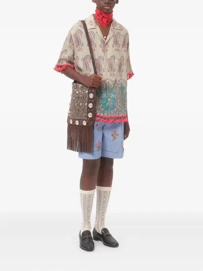 Valentino Paisley Linen Bowling Shirt In Multi