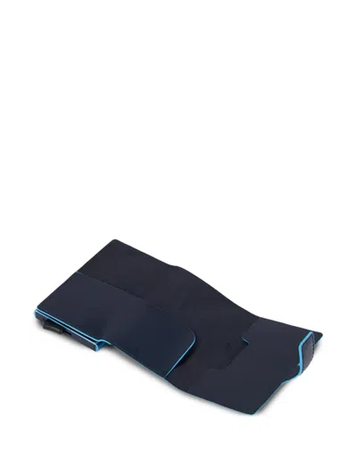 Piquadro Leather Cardholder In Blue